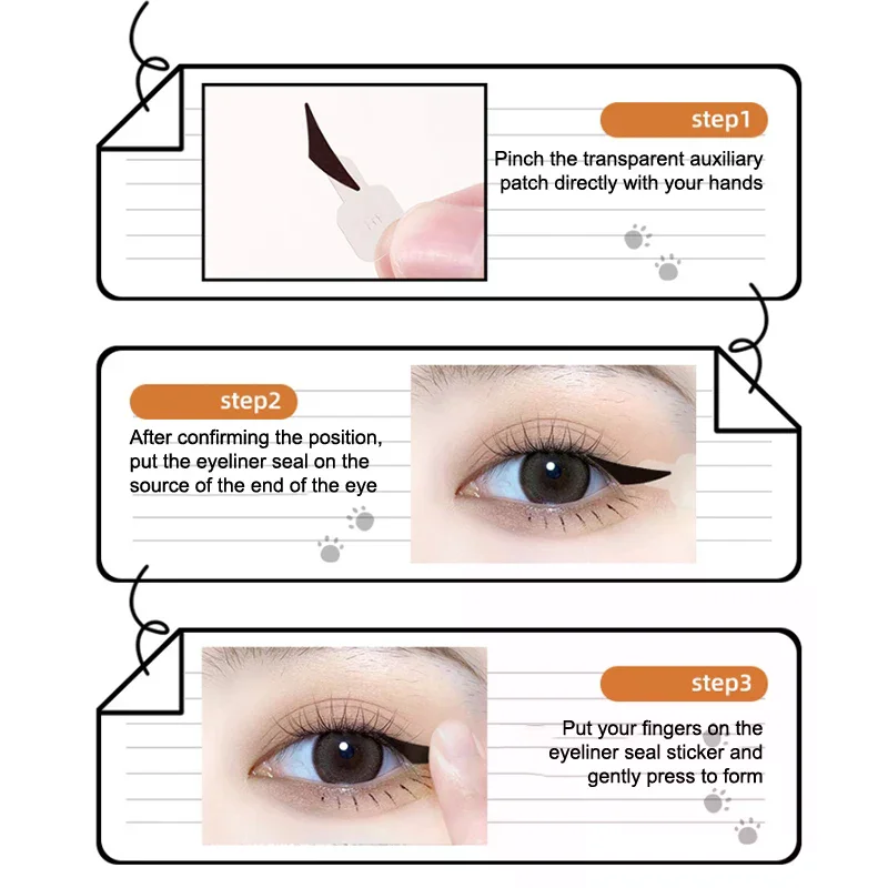 140Pcs/Box Water Resistant Eyeliner Stamp Stickers With Handle One-stick Molding Easy To Use Waterproof Sweat Resistant Sweat