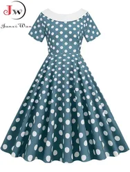 Casual elegante donna abito estivo stampa a pois manica corta fiocco Midi Office Party Vintage prendisole Robe Chic Vestido