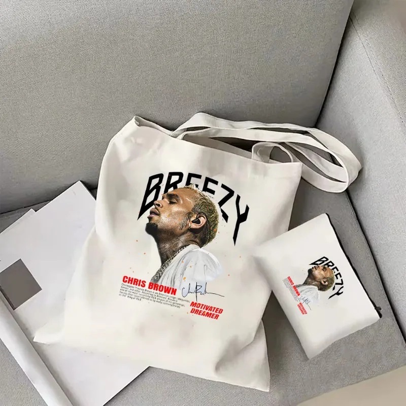Vintage Chris Brown 11 11 Tour 2025 Printed Tote Bag Chris Brown Tote Bag Modern Pop Singer Canvas Bag Chris Brown Concert Tote