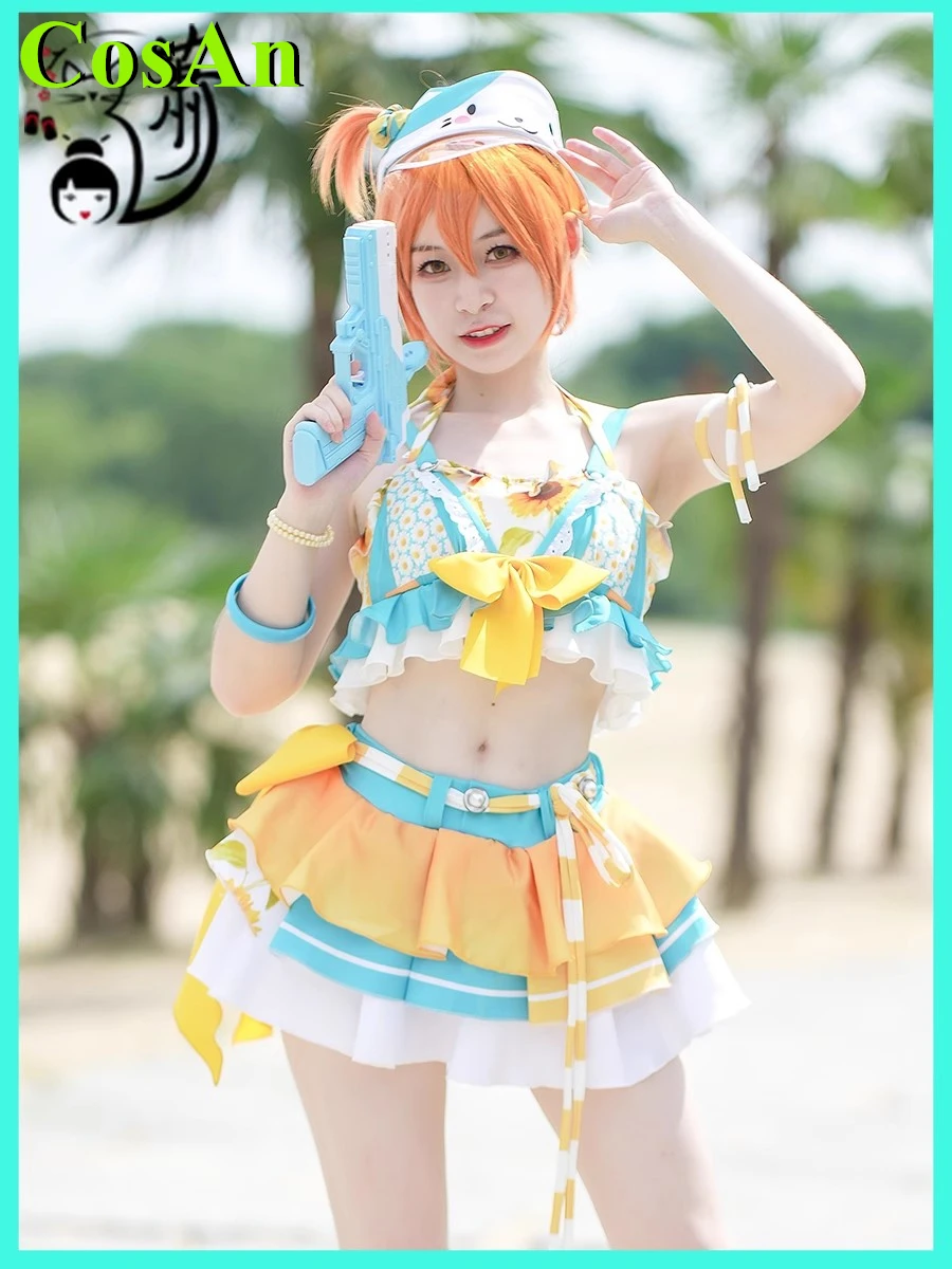 CosAn Anime Lovelive Hoshizora Rin Cosplay Costume Swimwear Girl Singing Dancing Uniform Female Party Role Play Clothing