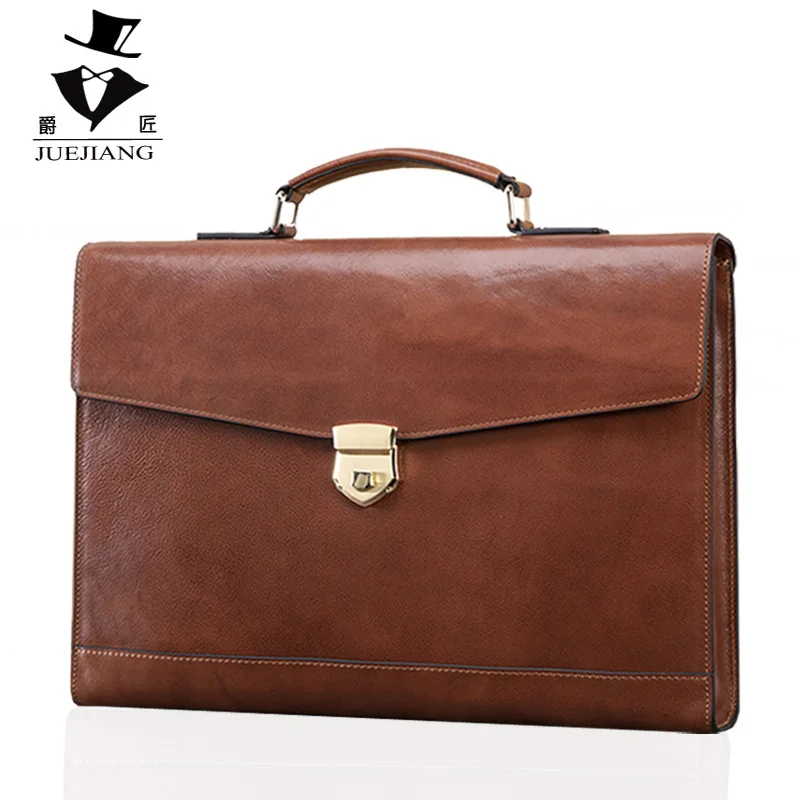 New Retro Style Business Bag Handbag Men\'s Bag File Bag Data Packet A4 Briefcase Men\'s Leather