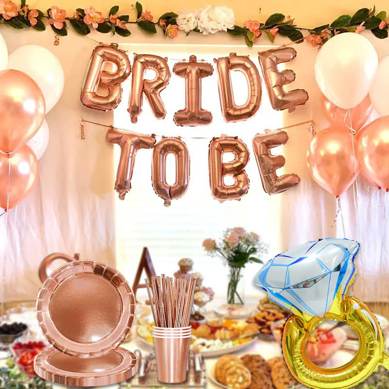 Sposa in oro rosa per essere lettera Palloncini foil Banner di carta Sposa Sash Decorazione per addio al nubilato Matrimonio Forniture per addio al