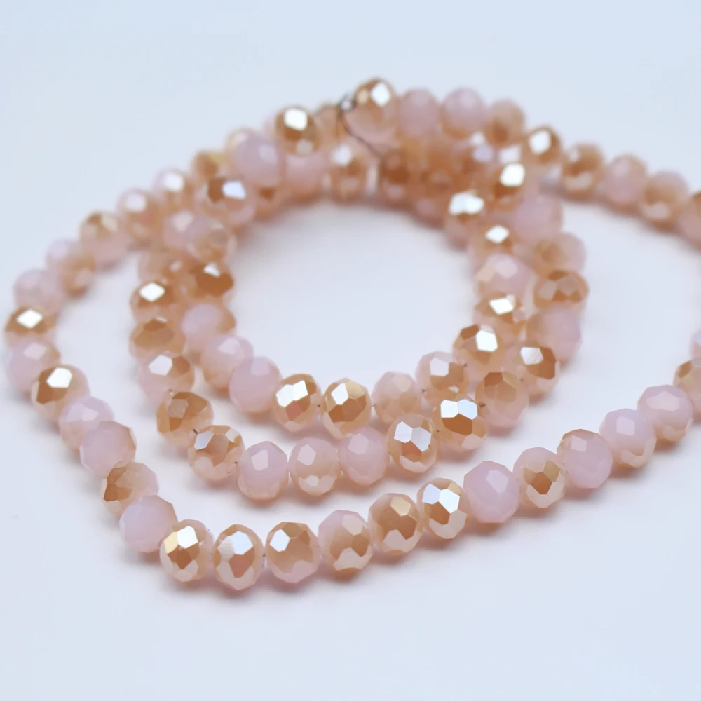 6mm Glass Crystal Beads Pink Brown Color Rondelle Loose Faceted Fashion Crystals Bead for Jewelry Bracelet Necklace Earring DIY