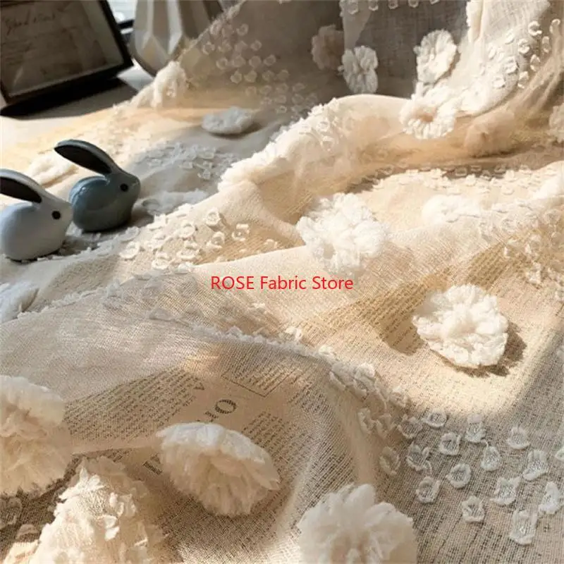 

1 meter Imitation Linen 3D Jacquard Cut Flower Dot Fabric DIY Spring Summer Dress Skirt Sewing Fabric