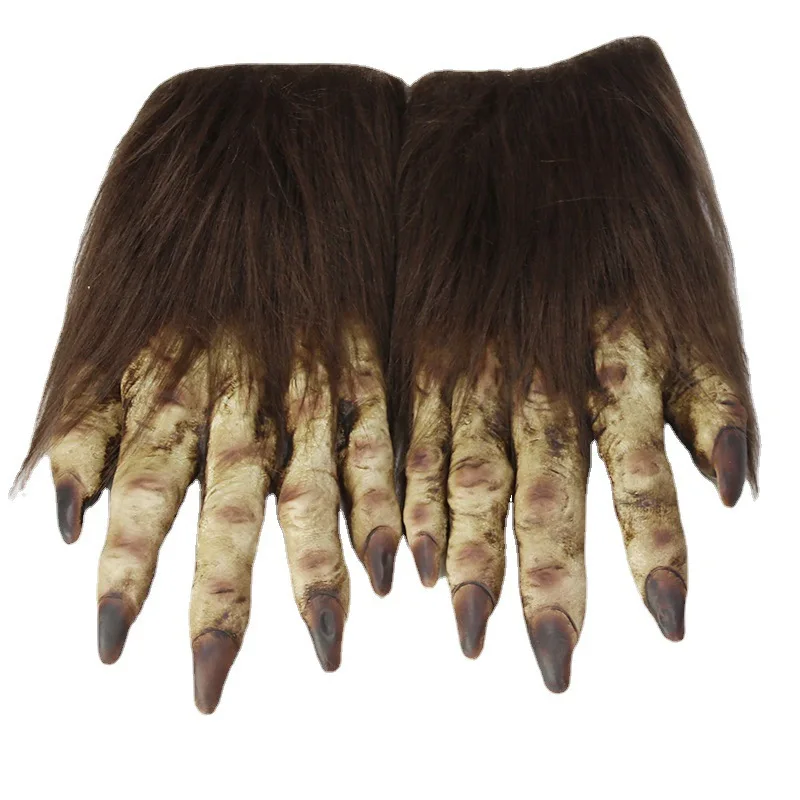 1 Pair of Wolf Claw Gloves Halloween Party Carnival Cosplay Realistic Furry Animal Claw Werewolf Roleplay Wolf Claw with Nails