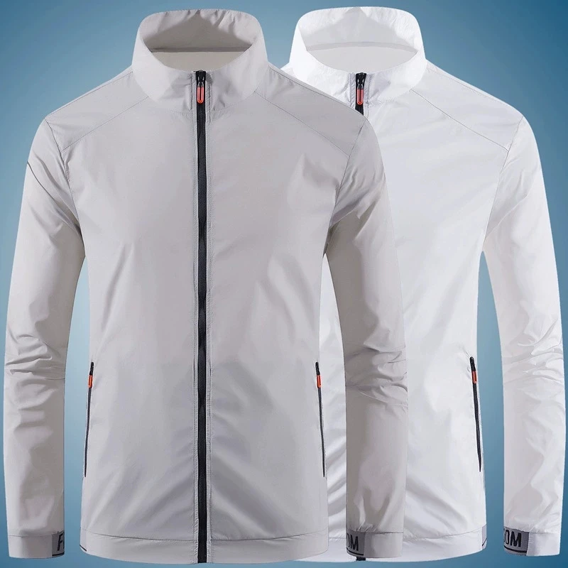 Men's outdoor sunscreen jacket, summer thin design, solid color, casual trend, Korean version, breathable windbreaker jacket