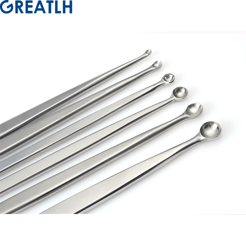 Orthopedic Stainless Steel Bone Curette Double End Oval and Round Orthopedic Surgery Instruments pet