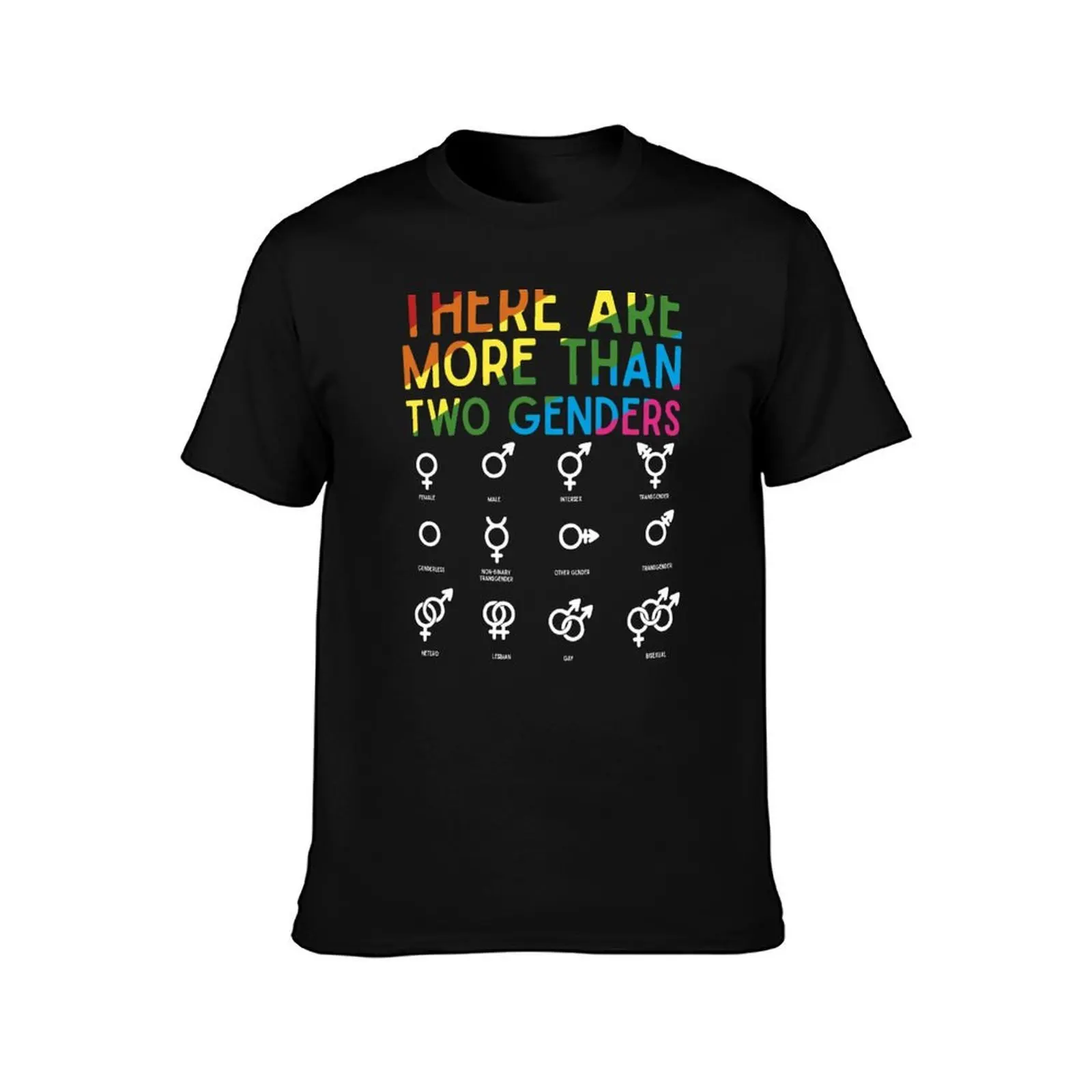 There Are More Than 2 Genders Rainbow Pride Flag Support Genderqueer T-Shirt, Summer Casual Cotton Tee, Vintage Graphic Print