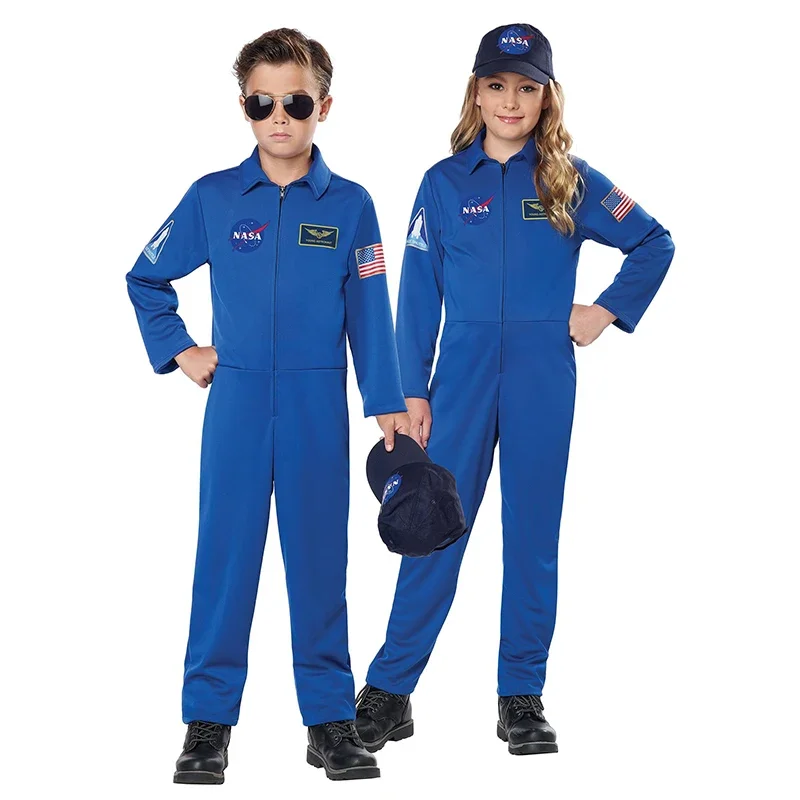 Mono de astronauta azul Unisex para niño, uniforme de Halloween, monos de vuelo, traje del Día Mundial del Libro, disfraz de astronauta para niño