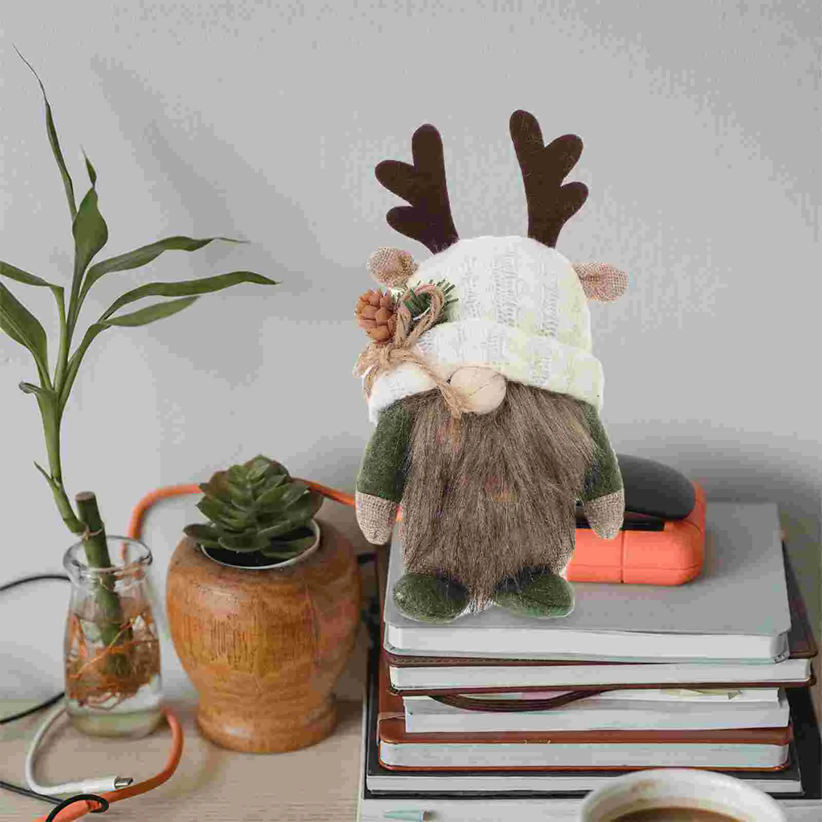 Gnome Cute Antlers Knitted Window Decoration Forest Old Man Desktop (b1-39 Green Hat) Ornaments Christmas