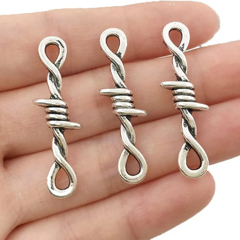 Gothic Barbed Wire Thorns Silver Metal Thorns Pendant Accessories Vintage Metal Connector Charms