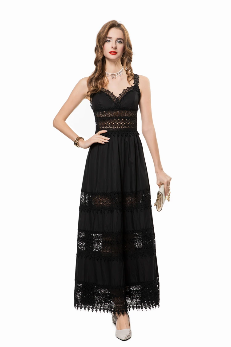 Damenkleider Spaghettiträger Schatz Spitze Patchwork Elegant Sexy Urlaub Abendkleid Lang Vestidos S-4XL