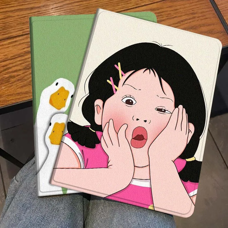 

Cartoon Girl Goose Art Popular Gift For Honor Pad 8 V8 9 GT MagicPad 13 3 2 Tab MatePad Pro Air 12 X 12.6 Foldable Tablet Case