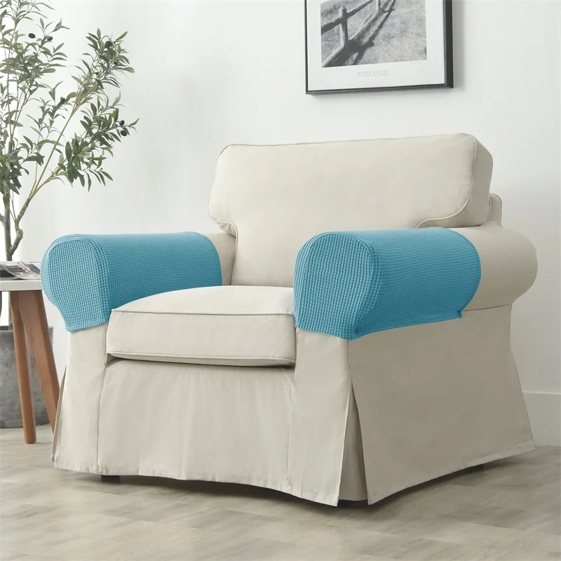 2-teiliges Set Stretch-Sofa-Armlehnenbezug Polar Fleece Schmutzabweisender Couch-Sessel Möbelschutz-Bezüge Einfarbig Wohnungsdekoration – Detail 16