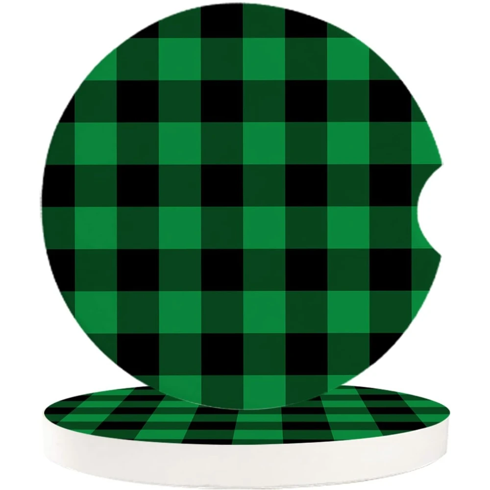 

Впитывающие автомобильные подставки для подстаканников, 2 шт., нескользящие автомобильные подставки для напитков в клетку «День Святого Патрика», Buffalo