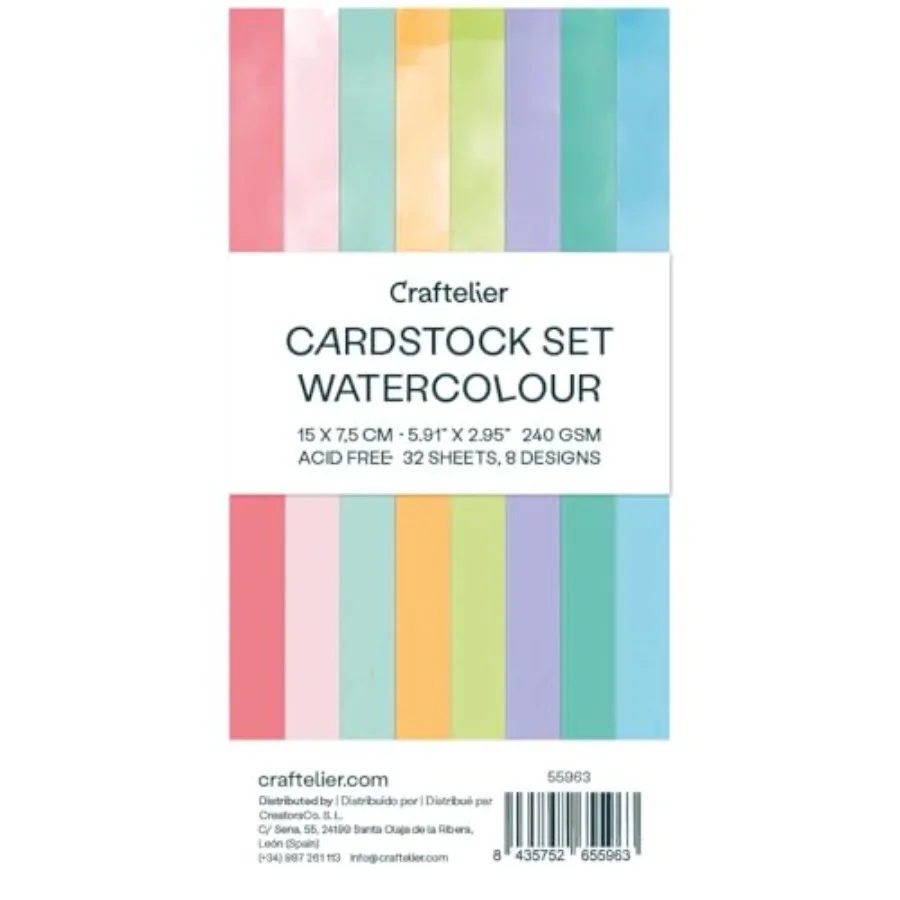 

Watercolor Color Cardstock Pack for Crafts Scrapbooking DIY Projects 32 Double-Sided Sheets 5.91 x 2.95 Inches 8.47oz Colored P