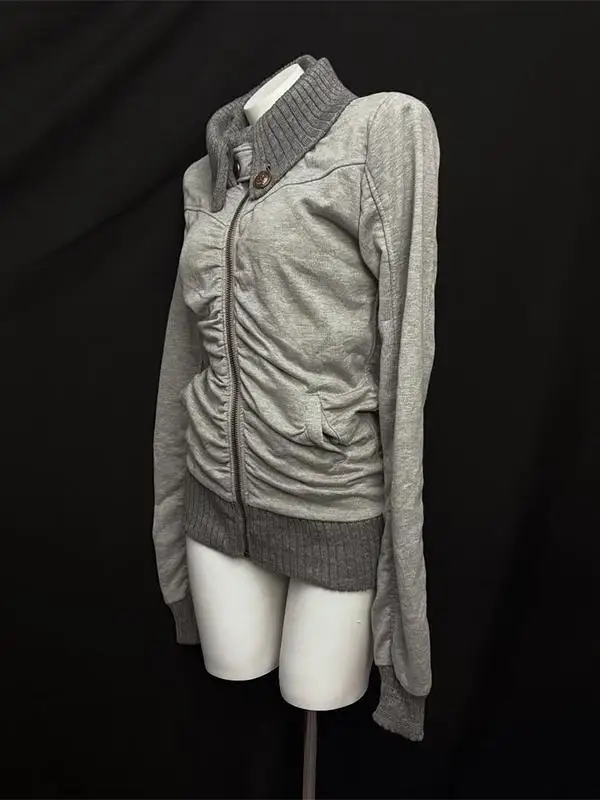 Gothic Rose Original Grey Folded Sweatshirt Jacket 2026 New Popular Women Early Autumn Anti-Aging Beautiful Stylish
