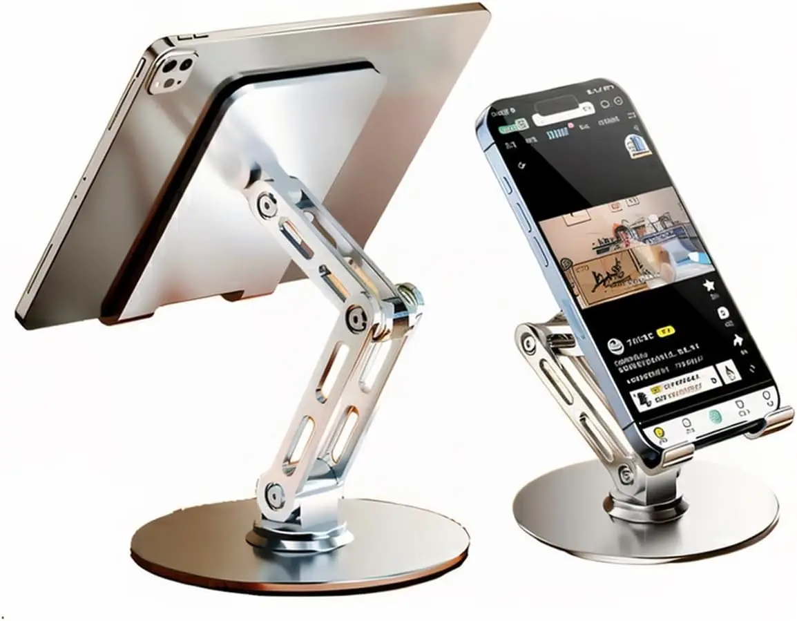 

Регулируемая подставка для планшета на стол, 360° ° Вращающийся держатель из алюминиевого сплава, совместимый с устройствами с диагональю экрана 4,7-12,9 дюймов