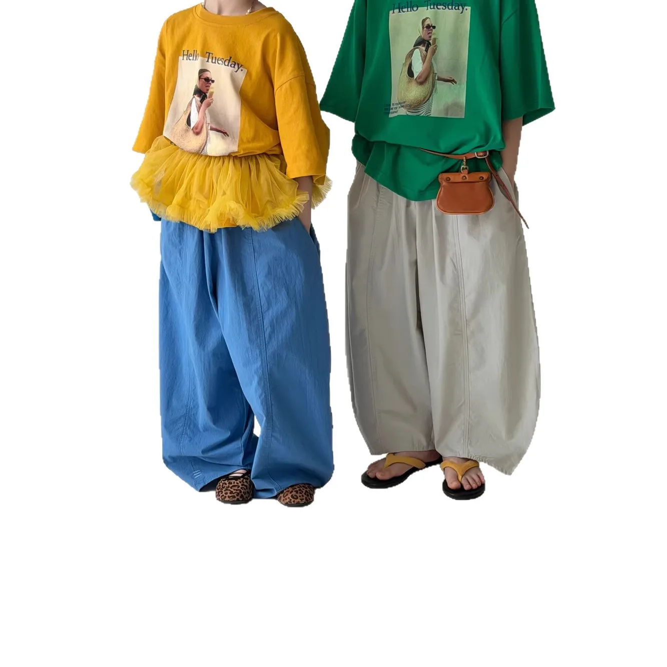 Children Pants 2026 Summer Boys and Girls Solid Casual Pants Children Loose Hanging Lantern Wide Leg Pants