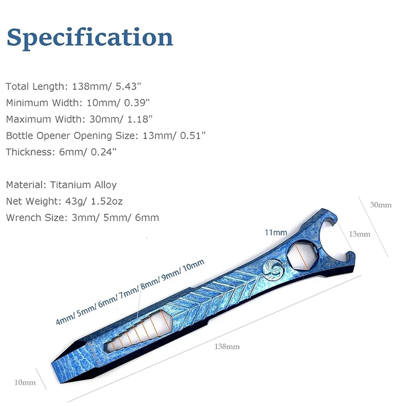 ABDJ-Barretta di leva in lega di titanio Apribottiglie multiutensile Dimensioni compatte EDC Cacciavite chiave per leva multiutensile