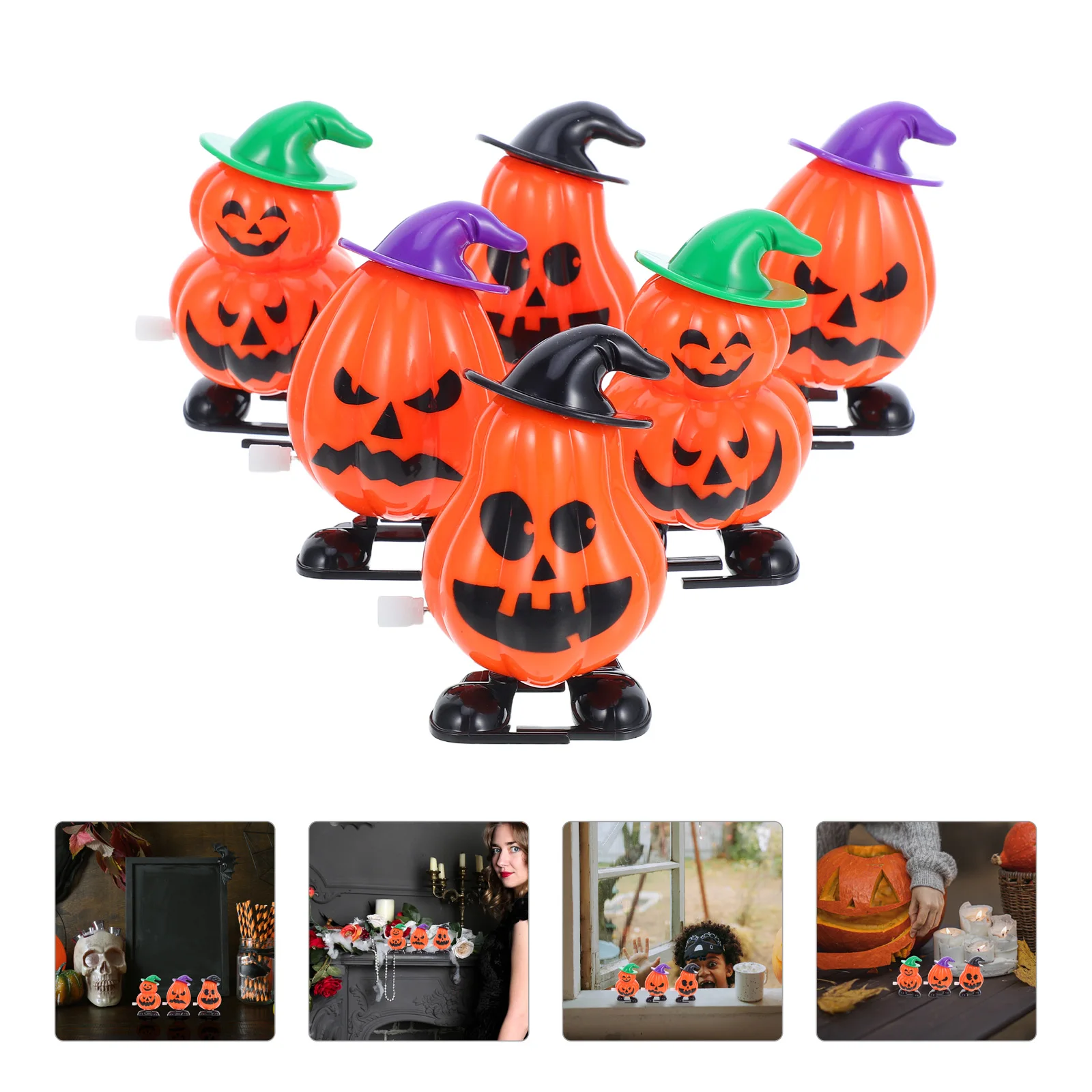 

6 PCS Pumpkin Clockwork Toys Artificial Pumpkins Bulk Halloween for Kids Abs Basket Fillers