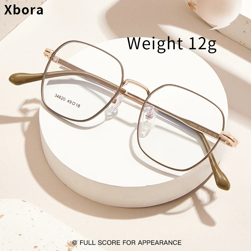 Xbora New Trendy Polygonal Retro Alloy Glasses Frame Personalized Optical Prescription Eyewear Frame For Men And Women 34620