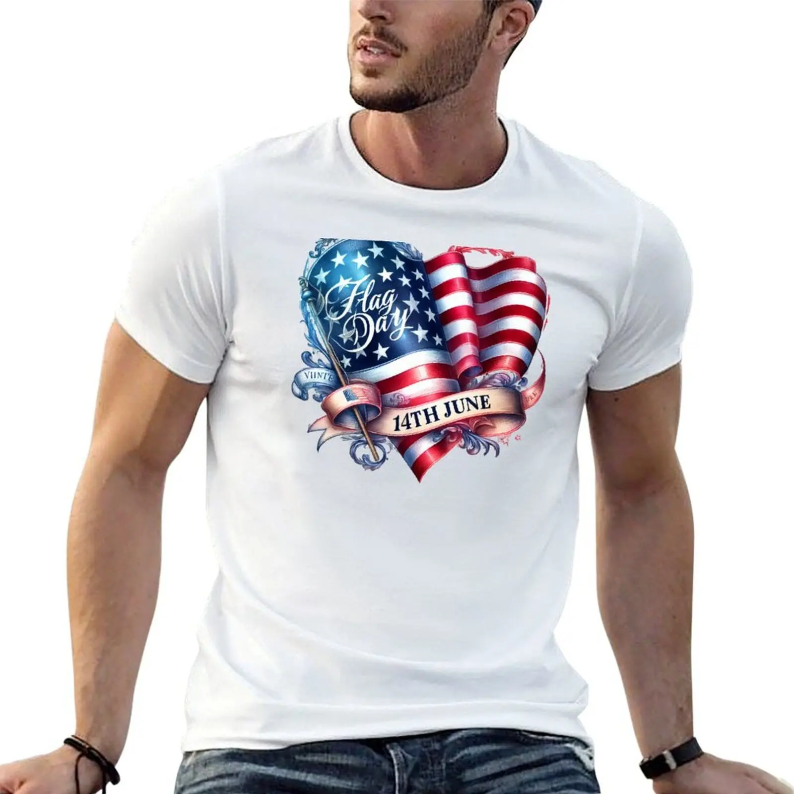 

Retro Flag Day Classic Tee T-Shirt mens graphic t shirts man t shirts graphic t shirt for man 100 percent cotton T-shirt