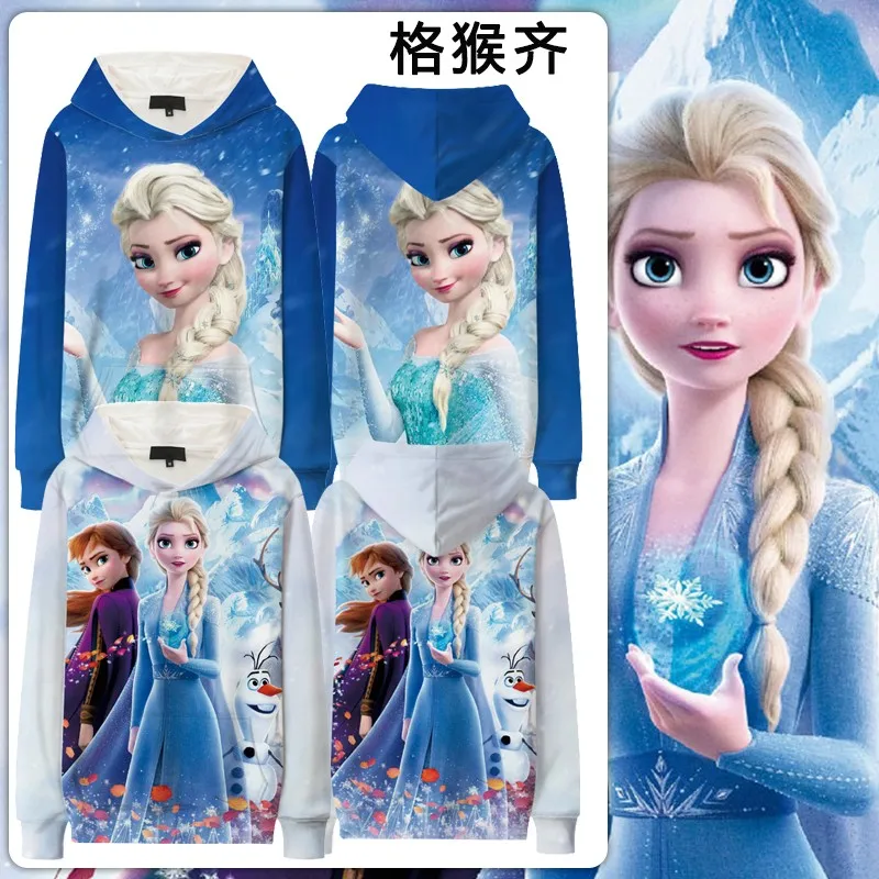 

Disney Frozen Co-branded Hoodie Woman Aisha Anna Cartoon Printed Clothes Fall Girls Coat