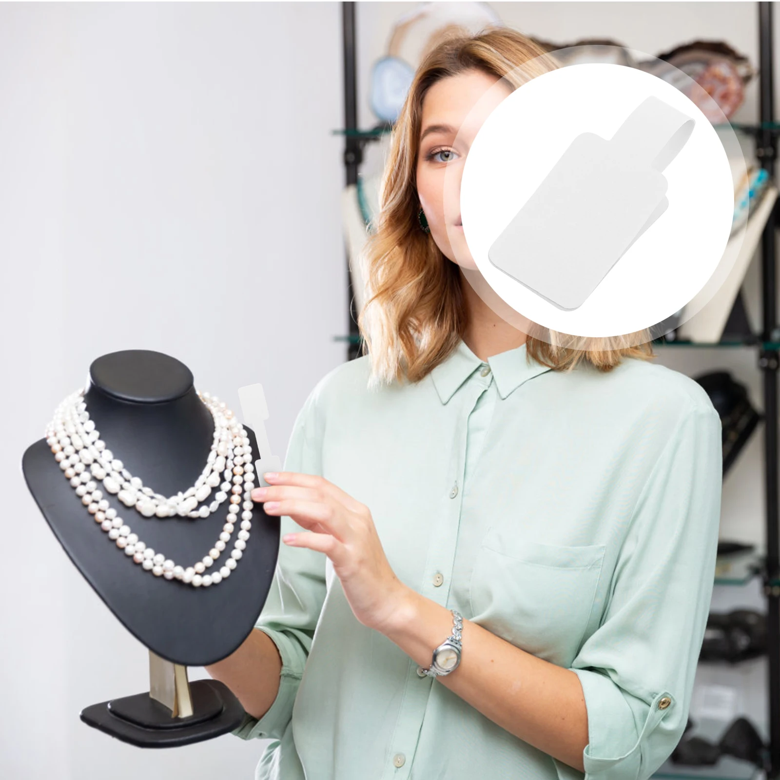 

200 Pcs Price Tag Blank Jewelry Labels Bracelet Display Cards Self-adhesive Paper