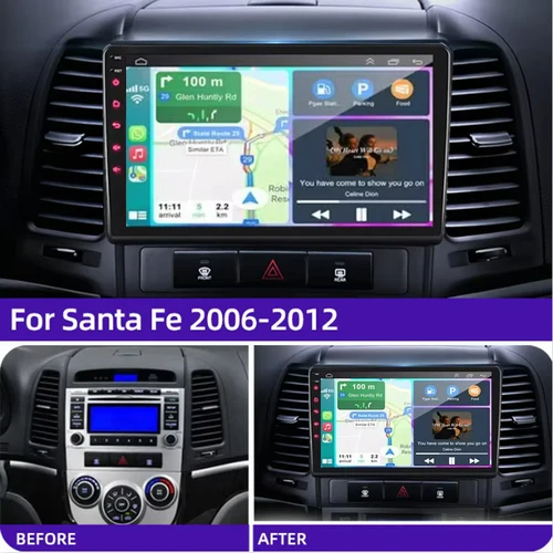 Imagen 2 del producto Android 15 Carplay Auto Radio del coche para Hyundai Santa Fe 2 2006 2007 2008 2009 2010 2011 2012 reproductor Multimedia estéreo DSP