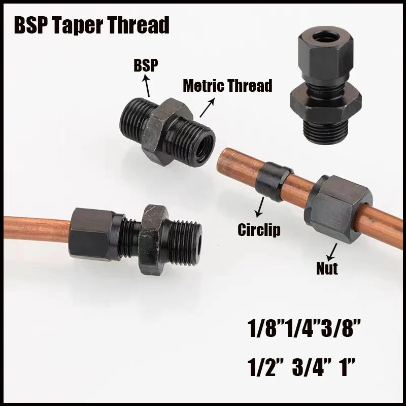 Hydraulic Tubing Reaming Direct Carbon Steel Joint Pipe Fitting Male Thread BSP 1/8