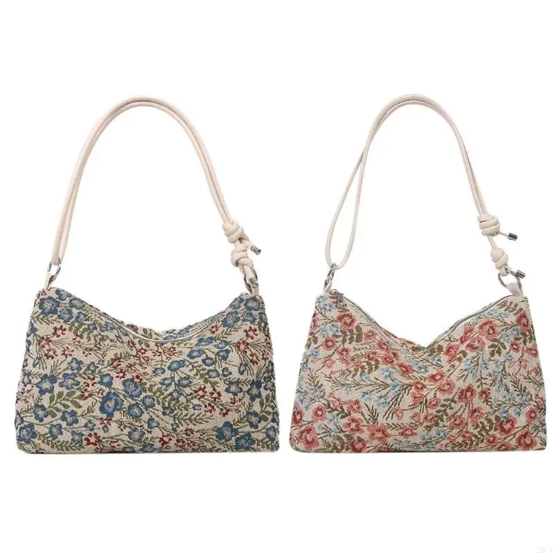 

Women Bag Large Capacity Shoulder Bag Handbag School Bag Retro Print Crossbody Bag Canvas Armpit Bag for Everyday 20CA