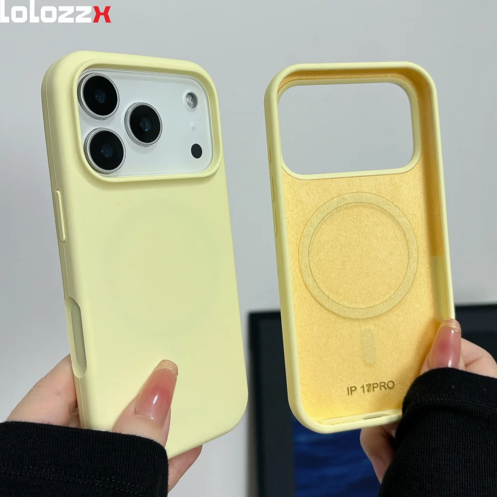 Funda de silicona magnética Original de Color sólido para iPhone 17 Pro Max 16 15 14 13 12 11 Pro Max 15 14 Plus cubierta suave