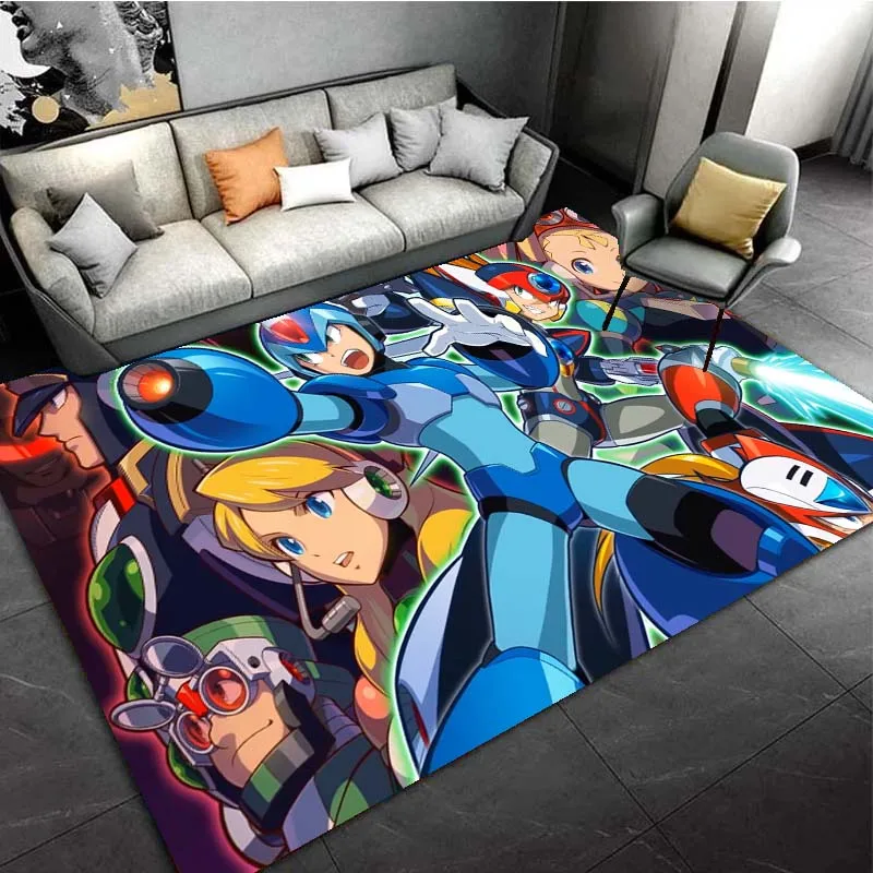 Megaman Rockman Classic Series Game Area Rugs for Living Room Bedroom Decoration Children Play Gamer Room Mats Anti-slip Carpets