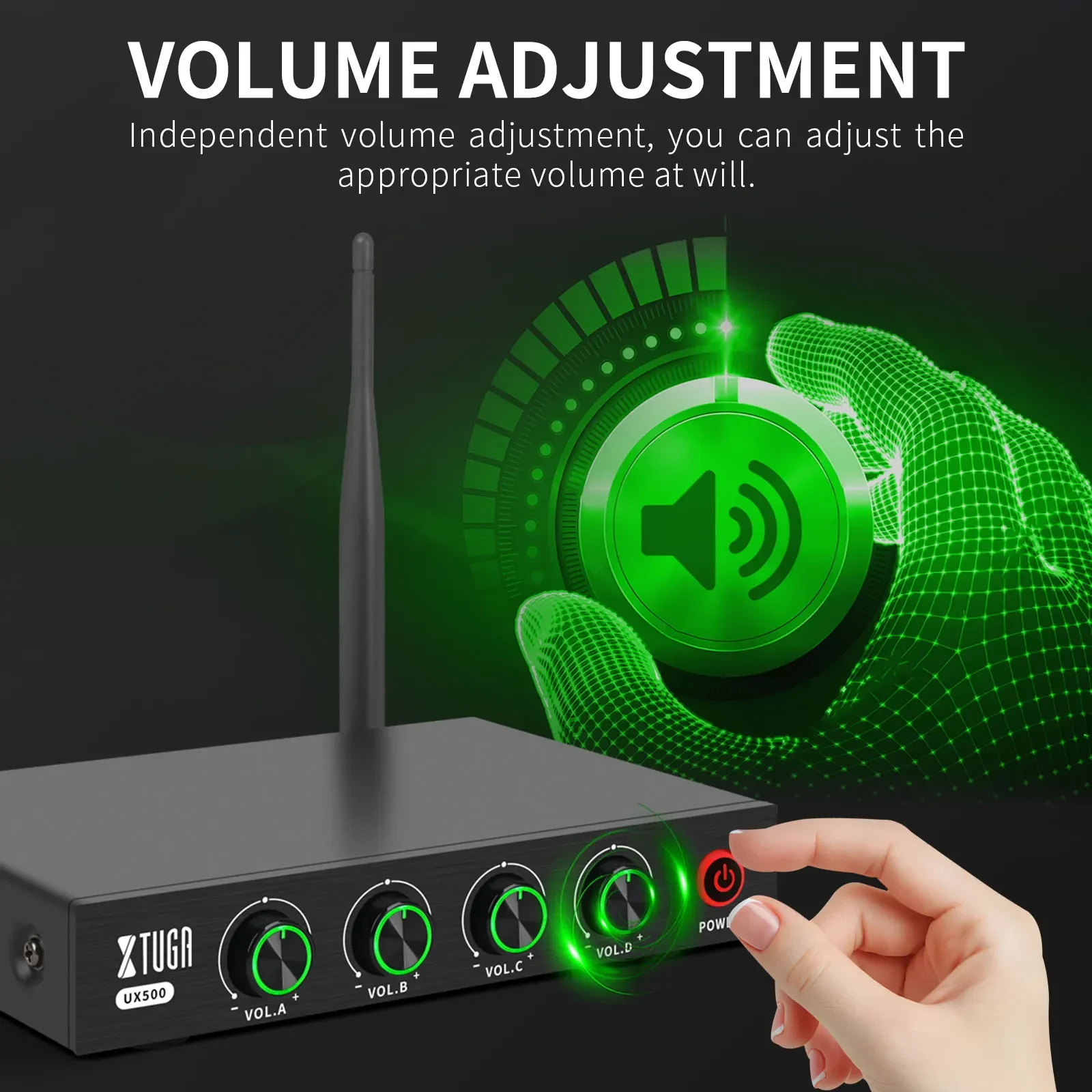 XTUGA UX500 UHF Professional Wireless Microphone Four Channel Frequency Handheld Karaoke Microphone  For Home KTV Church Wedding
