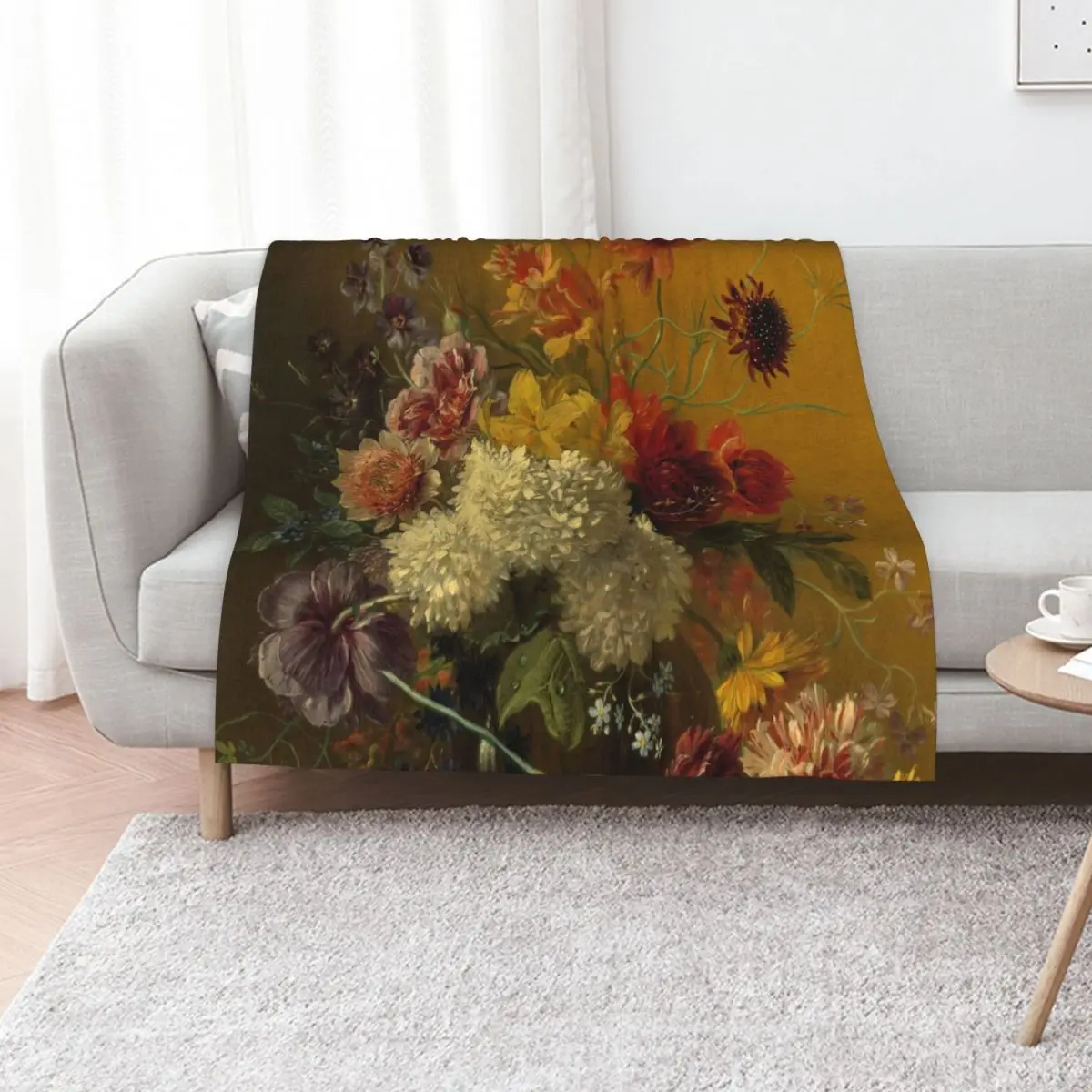 

George Jacobus Johannes van Os Still Life with Flowers Throw Blanket Loose sofa bed Warm Plush Blankets