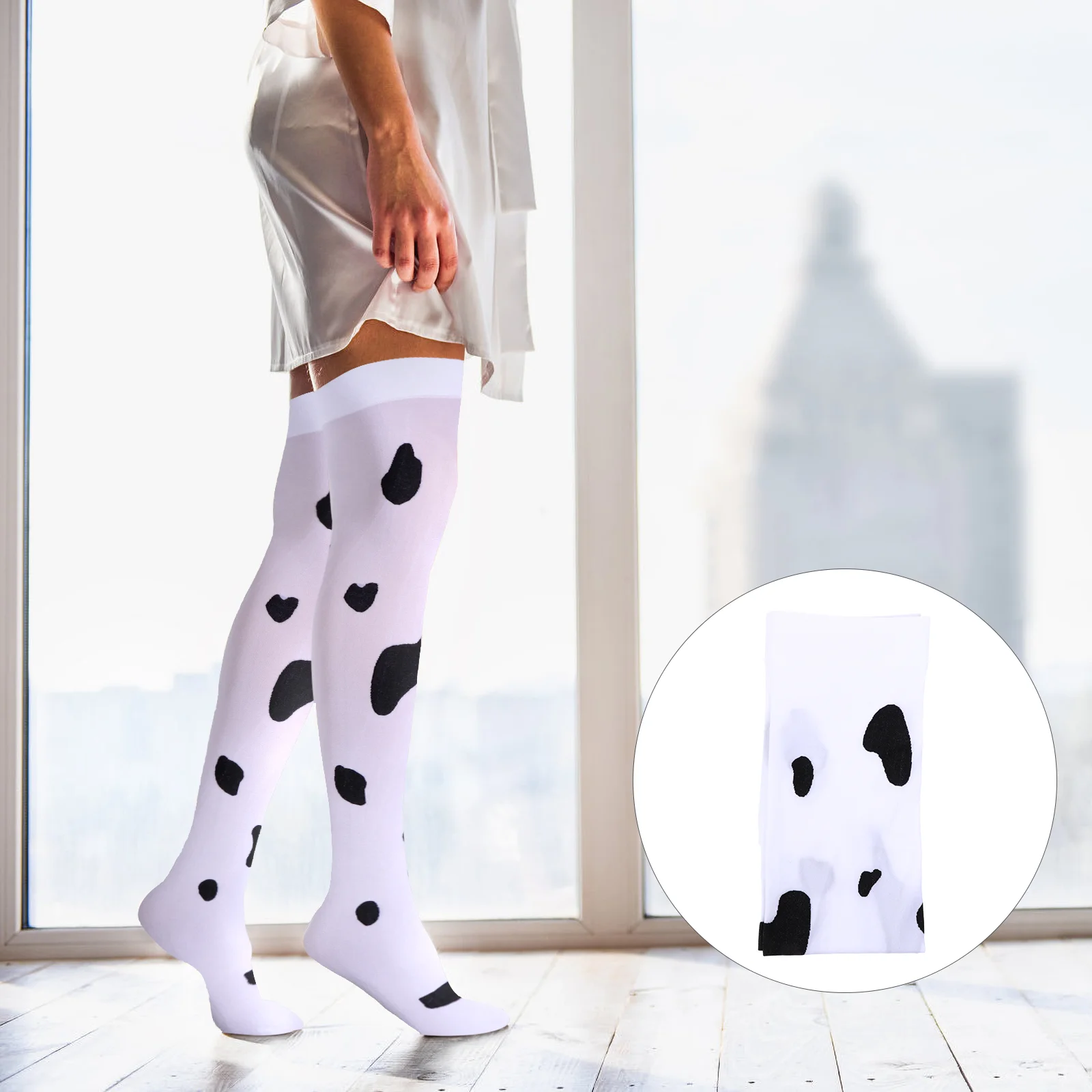 

Cow Print Stocking Stockings Women's Socks High Tube Knee Over-the-knee Thigh Hose for