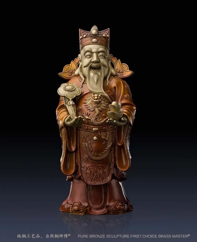 2023 HOME shop Entrance hall Geomantic omen statue CAI SHEN YE  God of wealth LUCK patron saint FENG SHUI color copper