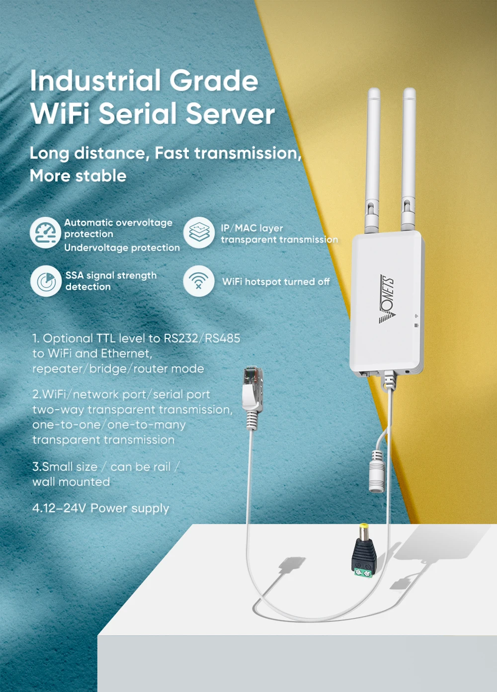 VONETS WiFi Serial Port Server/WiFi Bridge Repeater Wireless Router, Hotspot Signal Extender RS232 for Medical Device VAP11S-232