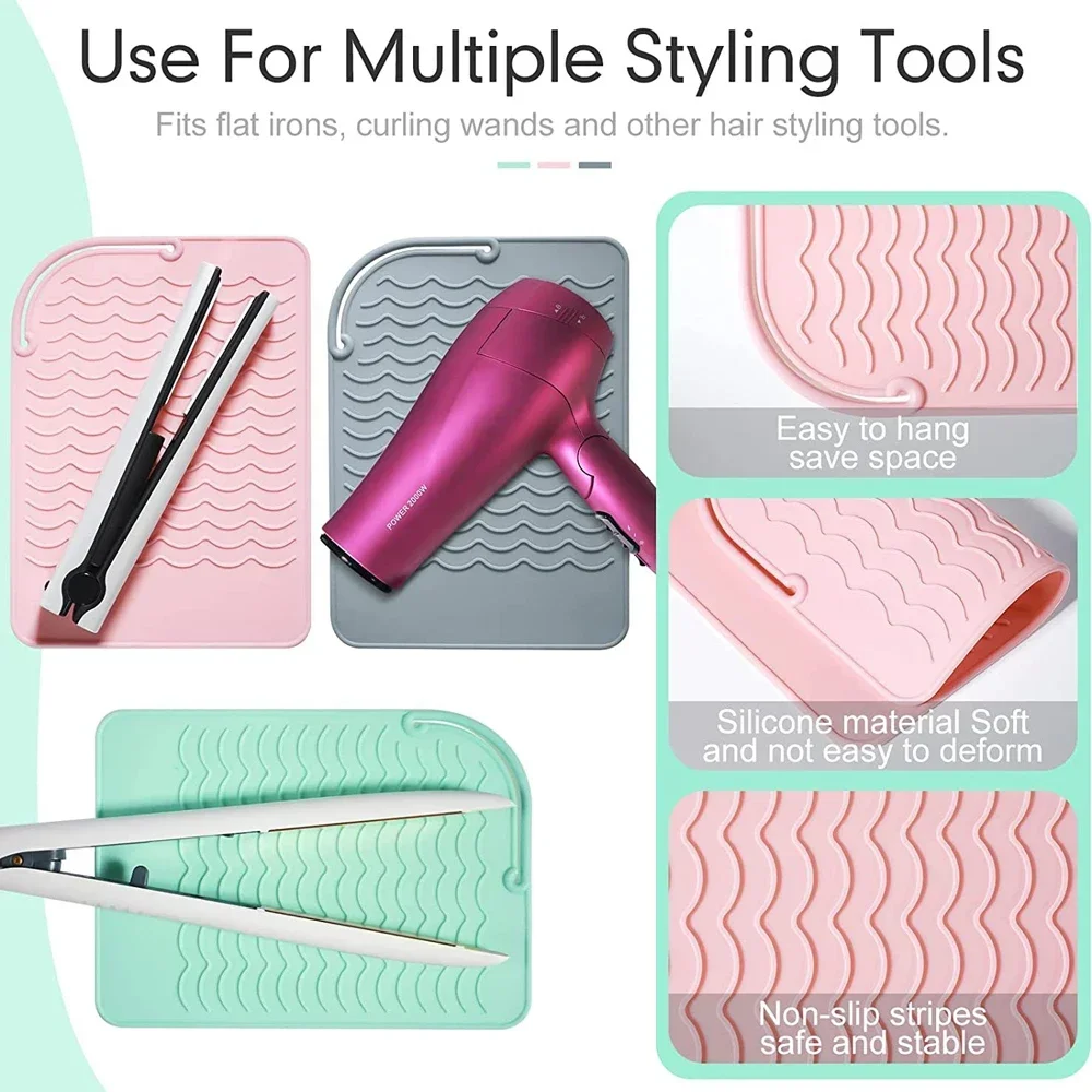 Styling Tools Heat Proof Mat Silicone Pad Anti Slip Portable for Hair Straightener Curling Iron Countertop Protector