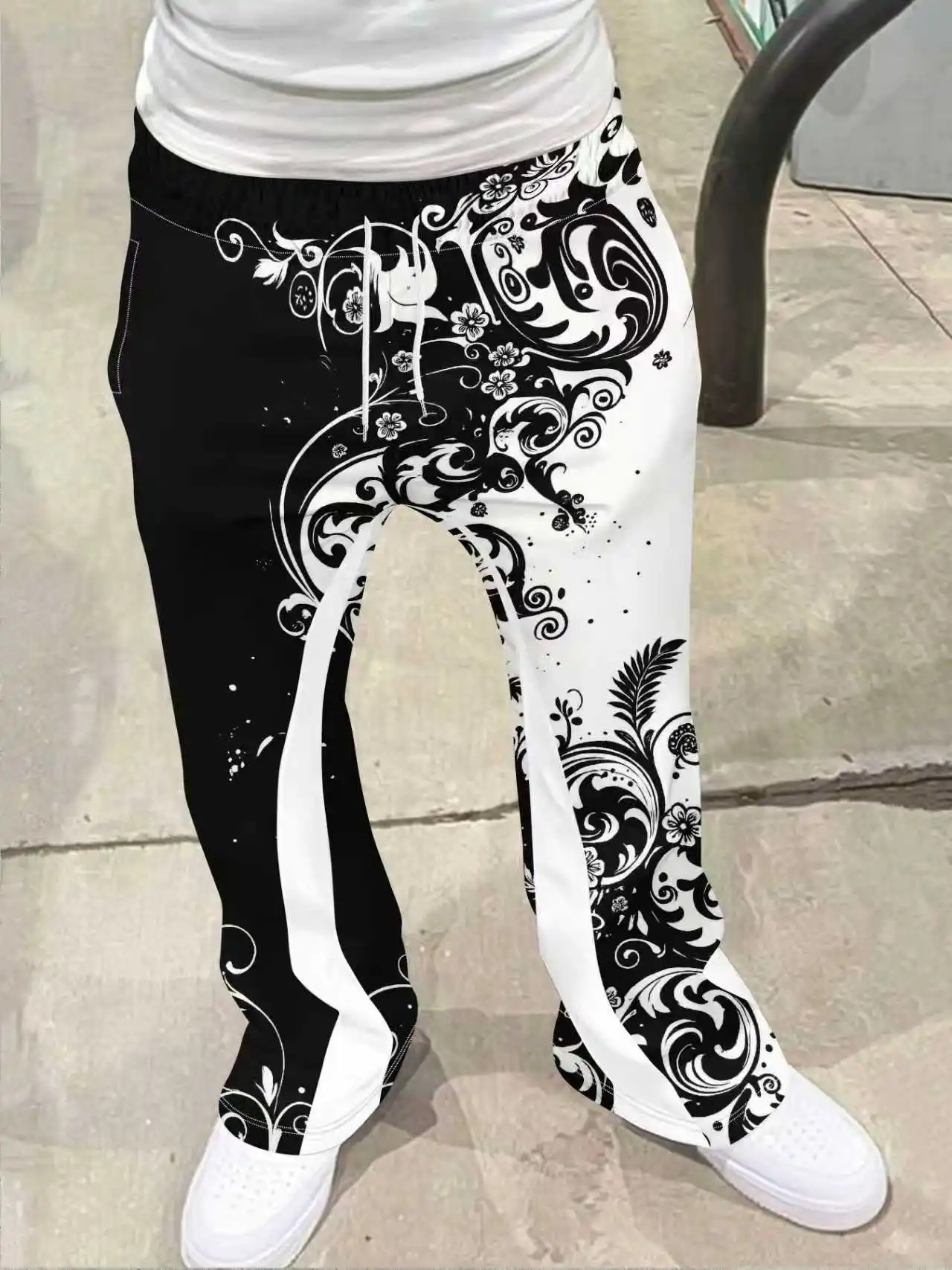 

Y2k Flared Pants Men Loose 3D Print Trousers Casual Sweatpants Mid Waist Sporty Female Clothes Streetwear Hip Hop Vintage Pants