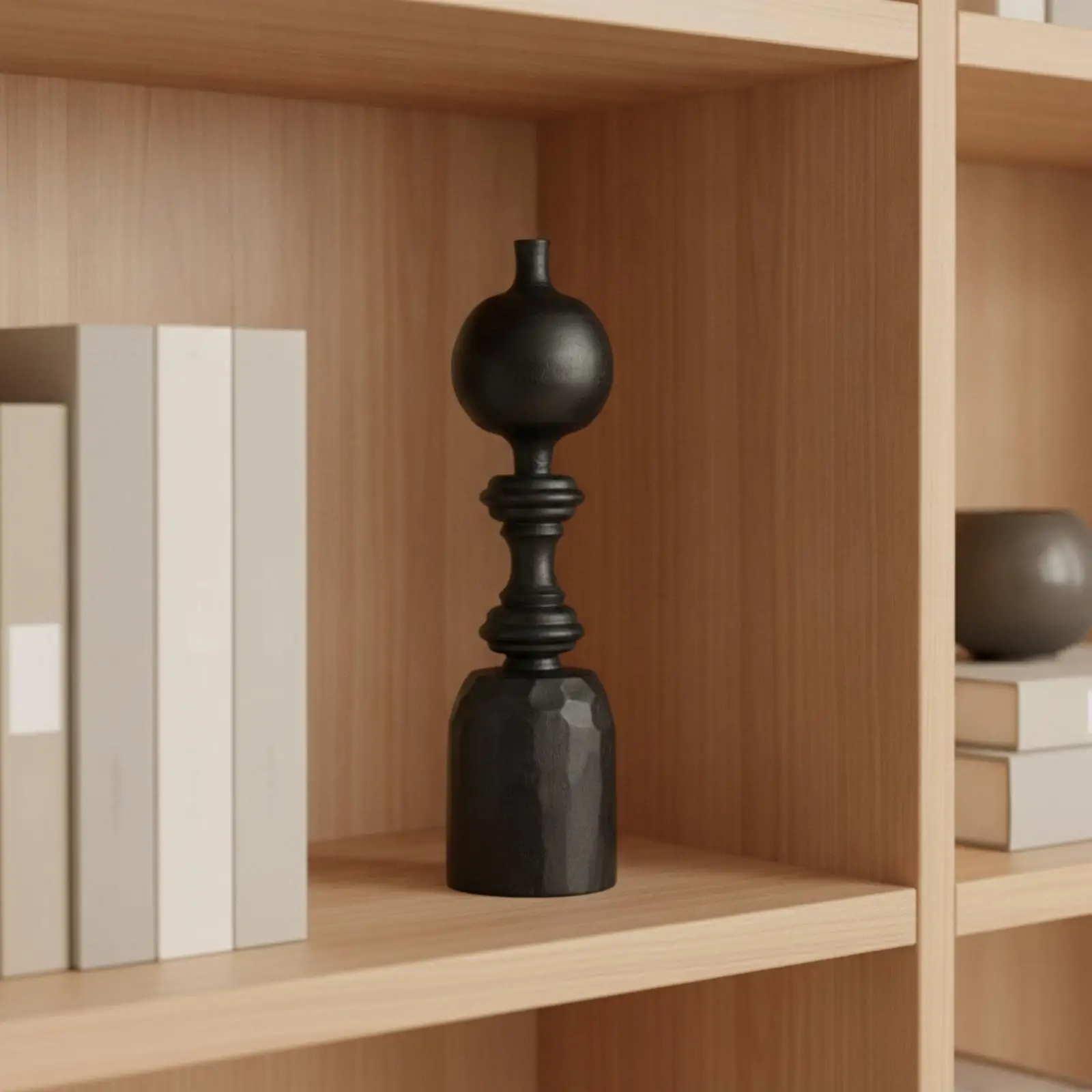 Gallery Style Abstract Wood Sculpture Tall Desk Statue Modern Decoration for Living Room and Entry