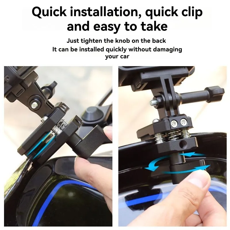 For X5 For Gopro For Ace Compatible Motorcycle Windshield Mount Clamp Aluminum Clip Accessories-Y41A