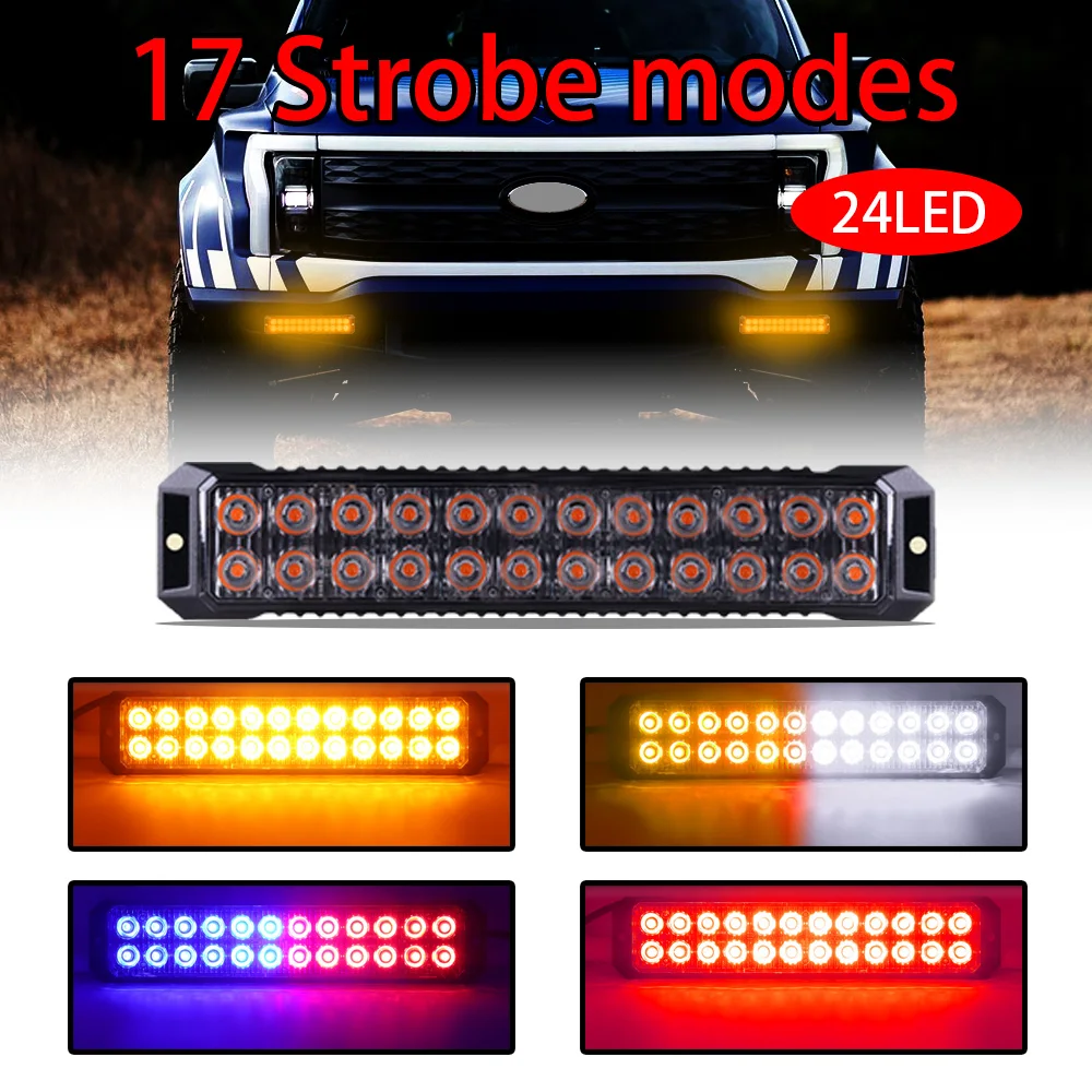 

4PCS 24LED Strobe Warning Grille Flashing Light Beacon Police Fireman Emergency Windshield For Trailer Signal Lamp 12-24V