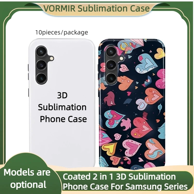 

10pcs Coated 2 in 1 3D Sublimation Phone Cases Customized Tough Heat Press DIY Cover Blanks Samsung S24 S23 S22 S21 Ultra Plus