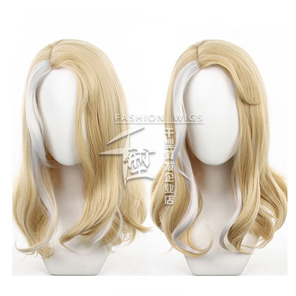 Identity V Barmaid Demi Bourbon Pruik Middellang Linnen Goud Wit Anime Survivor Barmaid Demi Bourbon Zeezout Mocktail Huid W