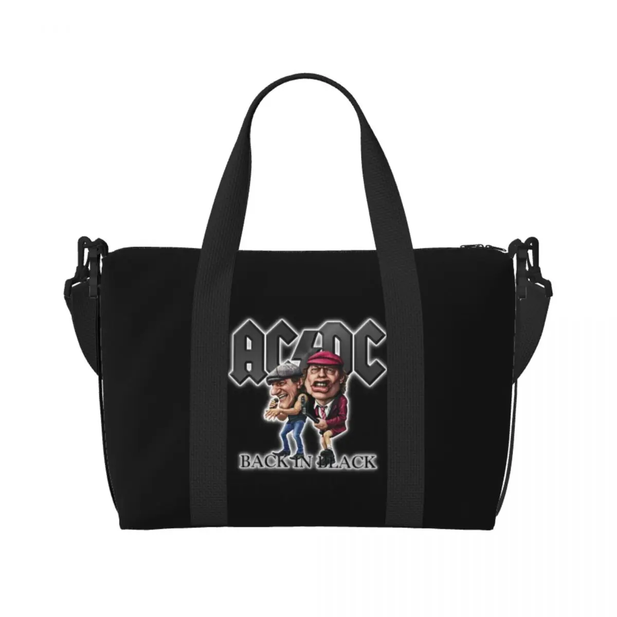 

Изготовленная на заказ сумка-тоут Heavy Metal Rock AC DC, женская большая вместительная спортивная пляжная дорожная сумка на плечо