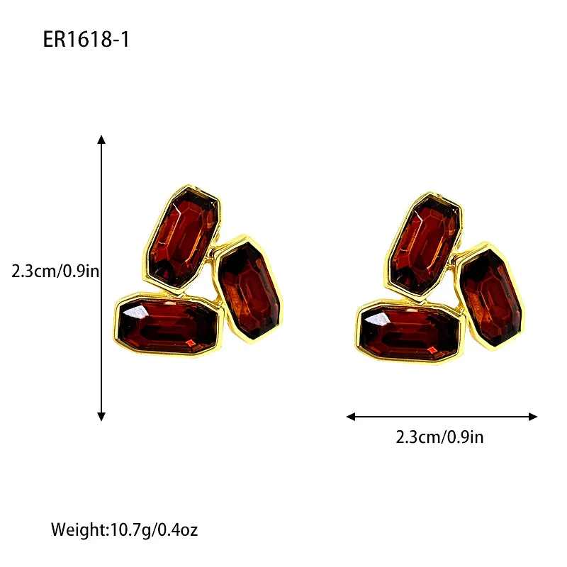 Jewelry Geometric Symmetry Triangle Grey Glass Earrings Female Ins Light Luxury Fashion  F323--ER1618-1