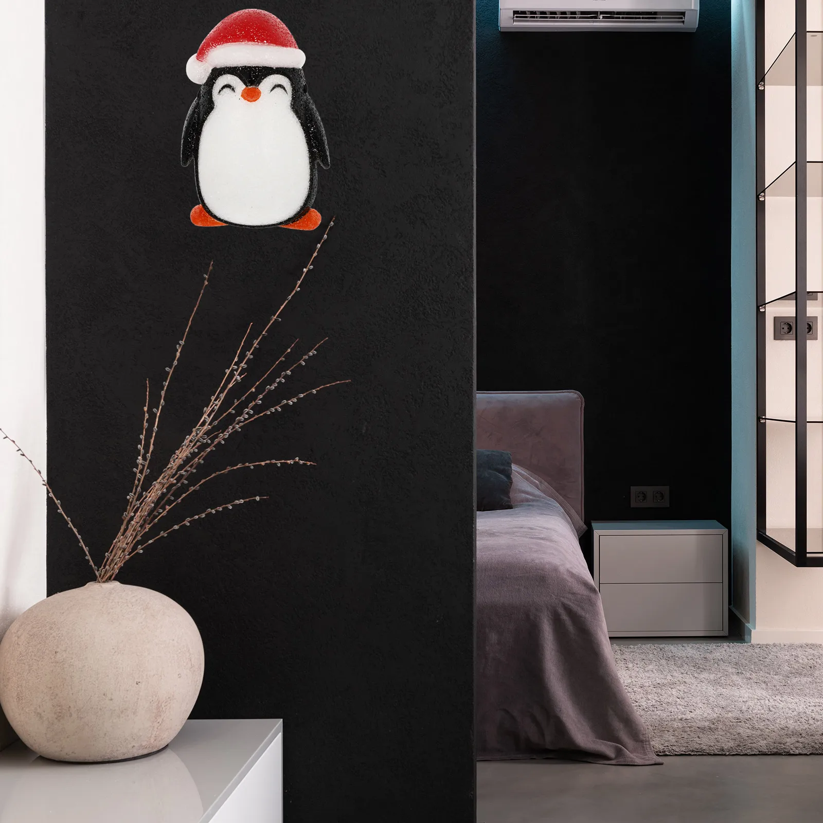 

1Pcs Xmas Penguin Head Wall Lamp Shade White Eva Christmas Lamp Cover Decorative Lampshade Festival Holiday Home Wall Light