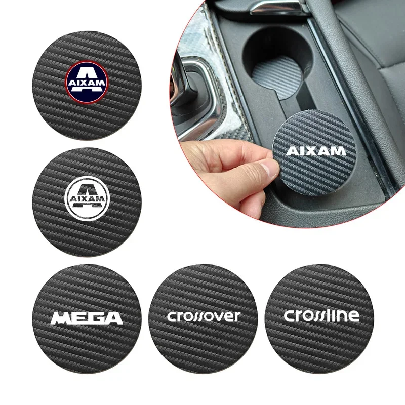 2Pcs Car Styling For Aixam MINAUTO CROSSLINE E AIXAM CROSSOVER MEGA CITY COUPE Car Interiors Carbon Fiber Leather Water Cup Pads